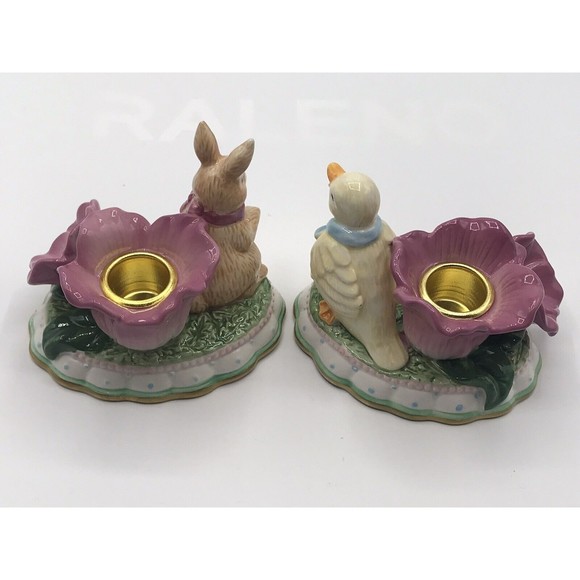 Avon Springtime Collection Candle Holders Bunny and Duck Floral - Picture 4 of 9